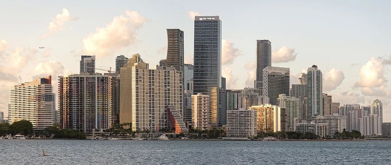 Downtown Miami skyline across Biscayne Bay on a clear day