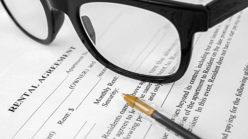 Close Up Of Rental Agreement For An Apartment